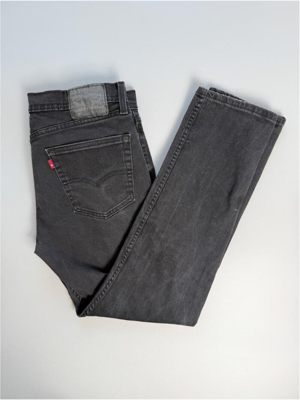 Levi's 502 Black Jeans Straight Leg Washed Black Denim Vintage Style Size 34x32